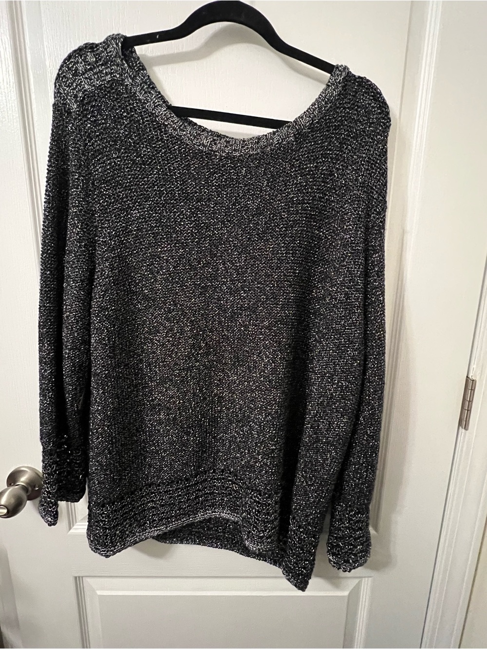 Ruby Rd. Metallic Charcoal Knit Pullover
